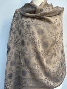 Pashmina Floral with Leave Printed Scarf Large Premium Soft Hijab Shawl Wrap - Picture 1 of 14