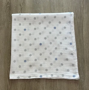 Aden + Anais Mini / Small Muslin Security Blanket White Blue Gray Dots Lovey - Picture 1 of 6