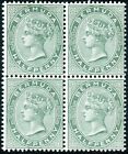BERMUDA-1892 &#189;d Dull Green.  An unmounted mint block of 4 Sg 21