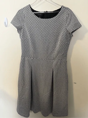 Vestido Talbots Fit & Flare Espiga Espalda Cremallera Tejido 12 Oficina Carrera Modesto Foto 1 de 4