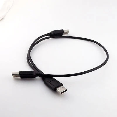 USB 2.0 A Y Splitter Cable 1 Male to 2 Male External Mobile Hard Disk Power Data - Image 1 of 4
