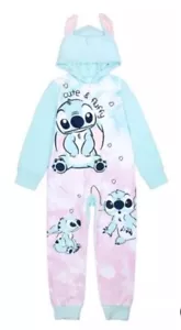 Disney's Lilo and Stitch Cute and Fluffy Girl's Hooded Fleece Pajama Sleeper NWT - Picture 1 of 3