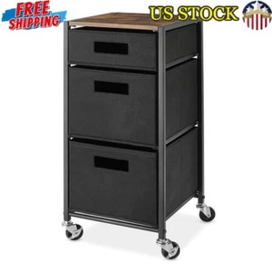 Modern Rolling Organizer Cart 3-Drawer Storage Utility Cart with Wheels Brown - Picture 1 of 7
