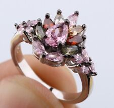 DROP SIMULATED PINK TOPAZ .925 SOLID STERLING SILVER RING SIZE 6 #56203