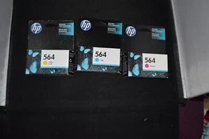 Set Of 3 New Genuine OE HP 564 Original Cyan Magenta Yellow Ink Cartridge 2018 - Picture 1 of 2