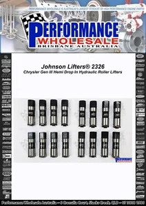 Johnson Lifters® 2326 - Chrysler Gen lll Hemi Drop In Hydraulic Roller Lifters - Picture 1 of 7