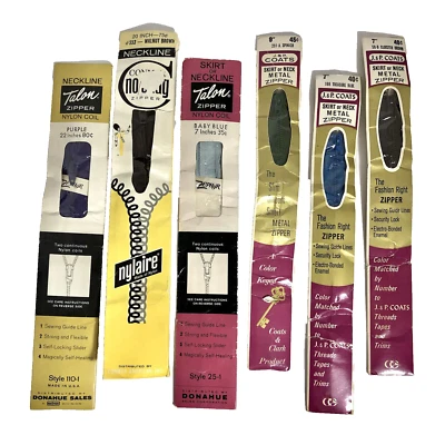 Neckline Zippers Talon JP Coats Conmar Metal & Nyl Coil 7" 9" 20" 22" Lot - Image 1 of 2