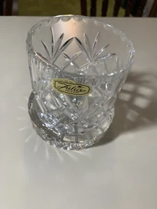 Julia Hand 24% Lead Cut Crystal 2 Pc Clear Pillar Taper Candle Holder Poland - Picture 1 of 8