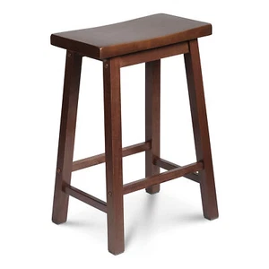PJ Wood Classic Saddle-Seat 24 Inch Kitchen, Table, & Bar Counter Stool, Walnut - Picture 1 of 6