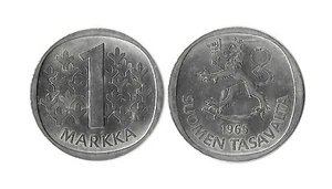 Finland 1 Markka 1965 Silver Coin KM# 49 - Picture 1 of 1