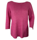 Talbots Linen Sweater Top Size S Petites Pullover 3/4 Sleeve Rasberry Pink Knit