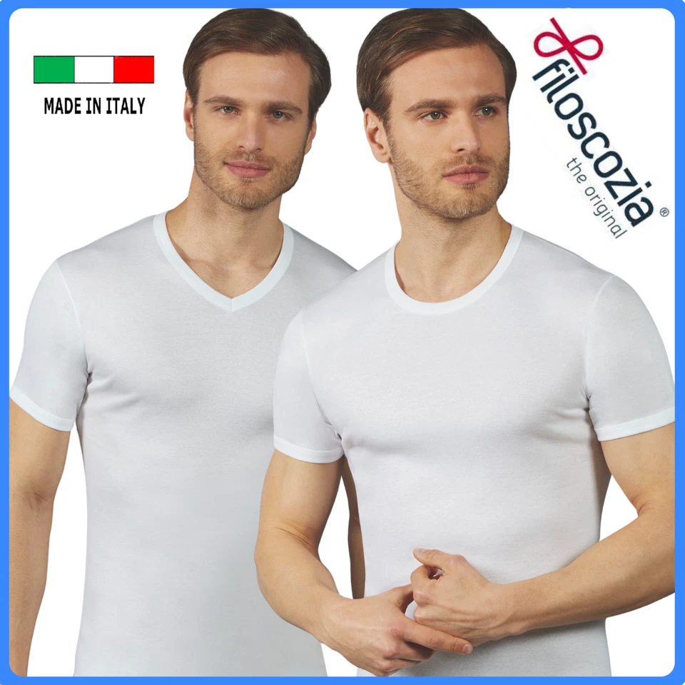 Maglietta intima in filo di scozia da uomo maglia intimo scollo a v girocollo  - Immagine 1 di 1