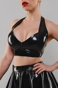 schwarzes PVC-Oberteil - Größen: S,M,L,XL,XXL TDBET001 - Bild 1 von 7