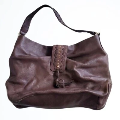 Bolso Hobo Ann Taylor LOFT Cuero Marrón Holgado con Cierre Superior Abatible Cartera Bolso Foto 1 de 4