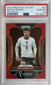 2022 PANINI PRIZM FIFA WORLD CUP QATAR MASON MOUNT RED MOJO PRIZM /99 PSA 10 GEM - Picture 1 of 3