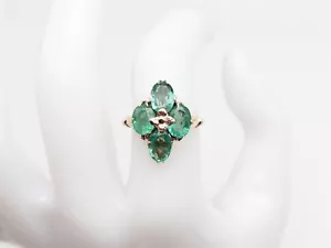 Anello antico vittoriano 1890 $6000 4ct 4 PIETRE smeraldo colombiano oro giallo 10k - Foto 1 di 8