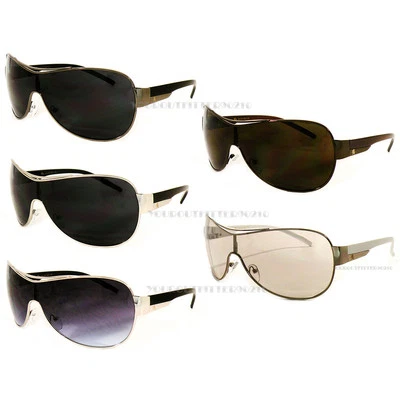 Khan Sports Shield New Mens Fashion Sunglasses Driving Biker Designer Black UV - Image 1 of 4