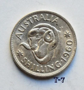 Australia 1960 1 chelín plata VF30 (T-7) envío gratuito - Imagen 1 de 2