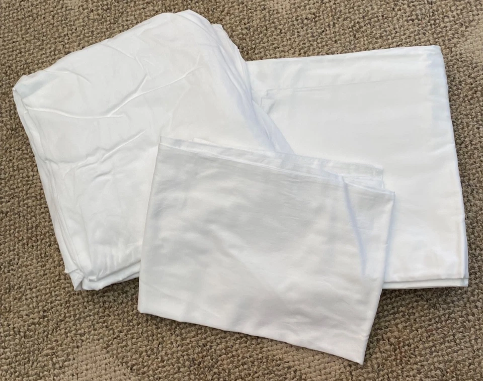 Juego de sábanas restauración herrajes ropa italiana teñida algodón cepillado blanco rey Foto 1 de 4