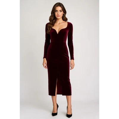 Maxi Vestido Whimsigoth Terciopelo Mujer XS Borgoña Elegante Noche Formal Fecha Noche Foto 1 de 4