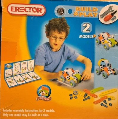 ERECTOR BUILD & PLAY 2 MODELS FLEXIBLE BUILDING TOY 60 parts Ages 5+ NIB - Image 1 of 4