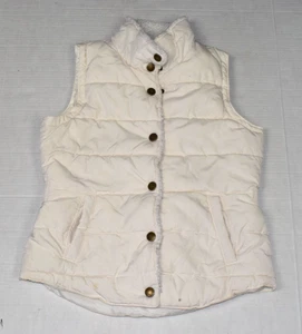 Vintage Puffer Weste Gr. M 90er Maurices weiß kissen weich Sherpa Besatz - Bild 1 von 9