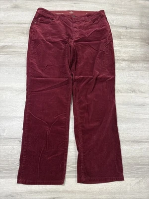 St. John's Bay Pants Women’s Burgundy Corduroy Straight Leg Stretch Size 16 - Image 1 of 4