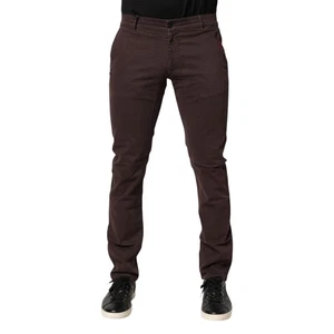 DANIELE ALESSANDRINI Jeans Brown Cotton Mid Waist Skinny Men Denim W33 230usd - Picture 1 of 9