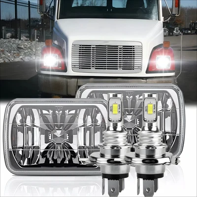 Pair 7x6'' 5x7" LED Headlights Hi/Lo For Freightliner FL50 FL60 FL70 FL80 MT45 A - Image 1 of 4