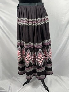Vintage Handmade Seminole Patchwork Skirt Black Pink White Native American FL - Picture 1 of 10