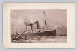Cunard Line RMS Kampanien Dampfschiff Ozeandampfer auf See antike Postkarte - Bild 1 von 2