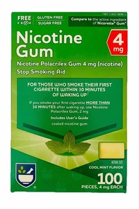 NEW! Nicotine 4mg Gum Cool Mint Coated 100 Pieces Stop Smoking Aid EXP: 01/2026 - Picture 1 of 3