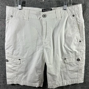 SALVAGE White Cargo Shorts 36x23 EUC Embroidered Y2K Buckle 2000s - Picture 1 of 10