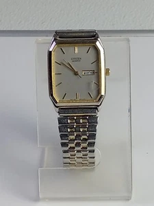 Vintage Citizen Men’s Dress Watch Quartz Octagon Gold Tone W/Day & Date - Picture 1 of 14