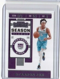 2019-20 Panini Contenders Game Ticket Card # 22 DeAaron Fox Sacramento Kings - Bild 1 von 2