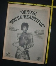 Gary Glitter Vintage 1974 Full Page Single/Album Ad Oh Yes! You're Beautiful 