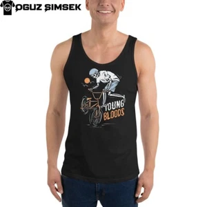 Young Bloods BMX Skeleton Tank Top | Freestyle Rider Graphic Shirt - Picture 1 of 19