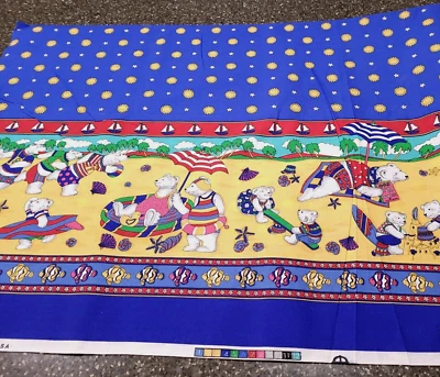 18" Polar Bear Beach Border Stripe The Kesslers Concord Sun Polka Dot Blue - Image 1 of 4