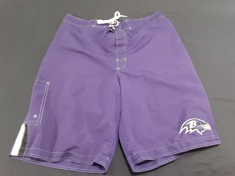 Baltimore Ravens Swim Trunks Mens Extra Large XL Purple White 1 Cargo Pocket NFL Cover