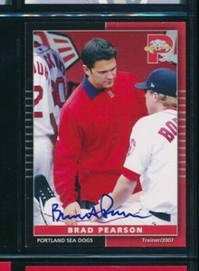 2007 Grandstand Brad Pearson Sea Dogs Trainer Signed Autograph (AJ45) SWSW