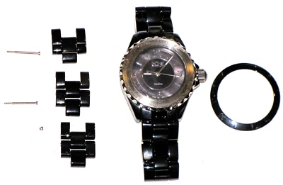 Burgi BURO57BK Watch Black Ceramic Quartz Bracelet Womens - image 1 of 4
