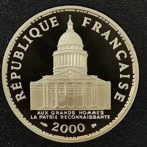100 FRANCS PANTHEON 2000 BE BELLE PROOF 15000 Ex. SILBER 900‰ FRANKREICH / AUSGABE D - Bild 1 von 2
