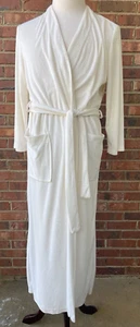 Vintage Diamond Tea Ivory White Soft Velour Terry Robe w/Pockets & Belt - Picture 1 of 9
