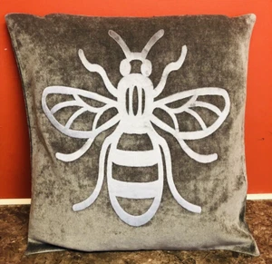 Manchester Honey Bee Brentford Fc Bee Grey & Silver Decorative Pillow Cover - Picture 1 of 3