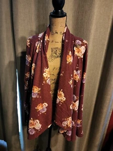 Maurices Womens Thermal Top RUST FLORAL Long Sleeve Cowl Neck 4961 NEW! - Picture 1 of 10
