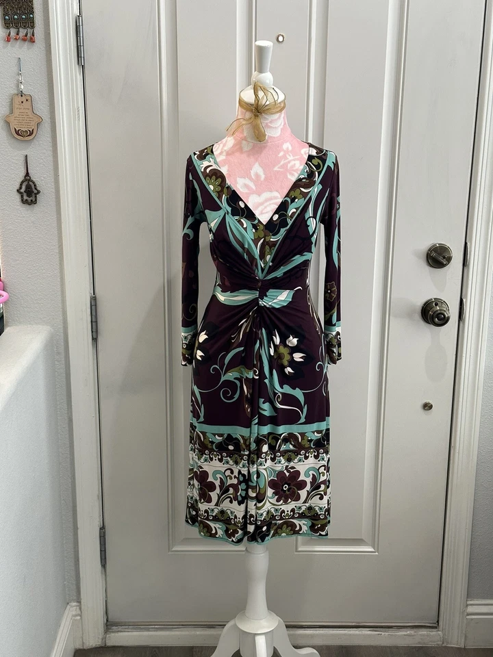 Vestido floral retro marrón Muse para mujer - 2P Foto 1 de 4