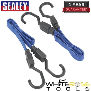 Sealey Flat Bungee Cord Set 460-1040mm Heavy-Duty Steel Hooks Tie Rope 2pc  - Picture 1 of 4