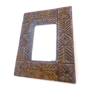 Miroir céramique décor floral 1960 style les Argonautes signé à identifier - Bild 1 von 9