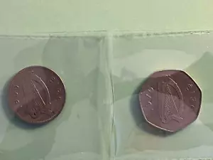 A 1959 2 Shillings Salmon Floirin & One 1970 50p 7-Sided Circulated Irish Coins - Picture 1 of 5
