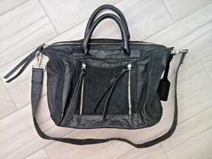 TopShop Black Leather and Suede CrossBody/Handle Satchel Handbag Size M - Picture 1 of 11